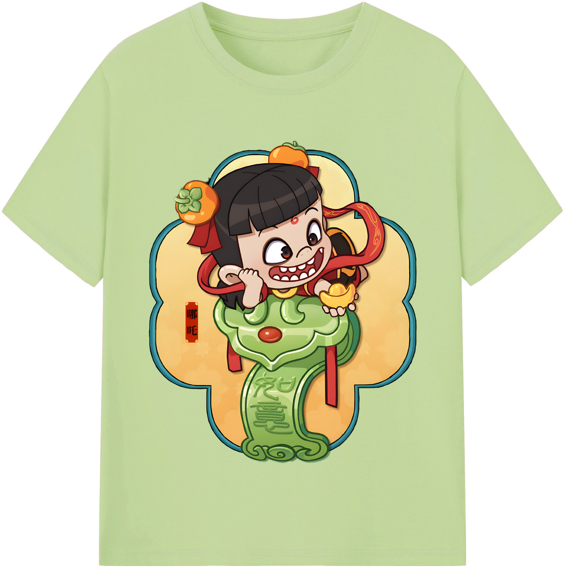（画像用） Ne Zha 2 ナタ 魔童の大暴れ 綿100％半袖Tシャツ（フロントプリント）